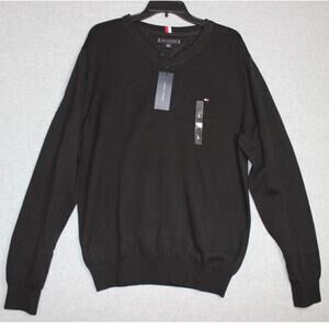 Tommy Hilfiger‎ Men's Black Solid V-Neck Cotton Pullover Sweater NWT Size Large